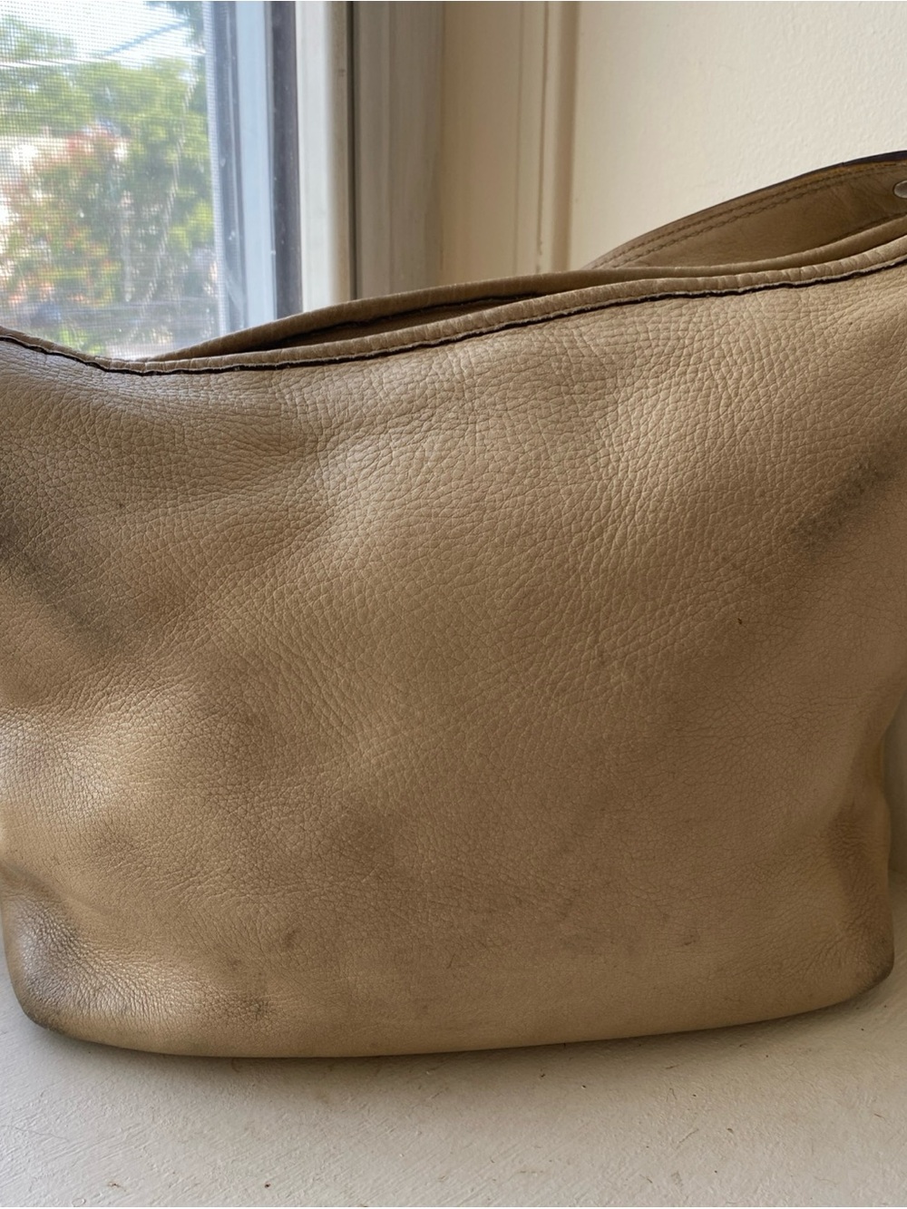 Coach F13094 Sarah Cream Pebbled Leather Shoulder Bag Purse
